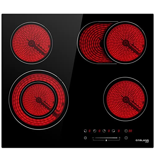 Gasland Chef Ch604Bf Piano Cottura Vetroceramica Elettrico 4 Zone 60Cm, 6600Kw, Zona Doppia E Ovale