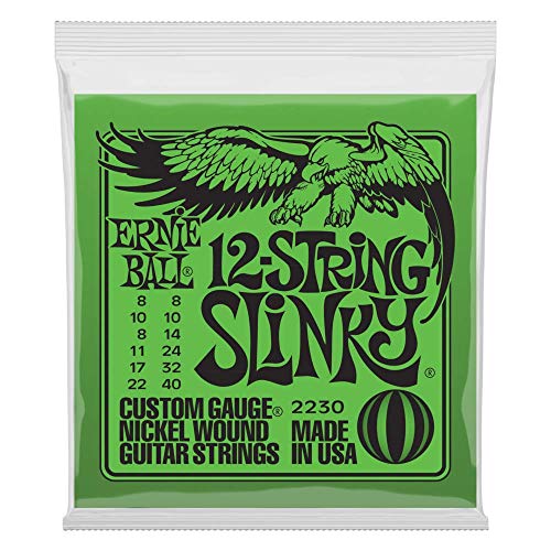 Ernie Ball, Slinky 12-String Nickel Wound, Corde Per Chitarra Elettrica A 12 Corde, Diametro 8-40