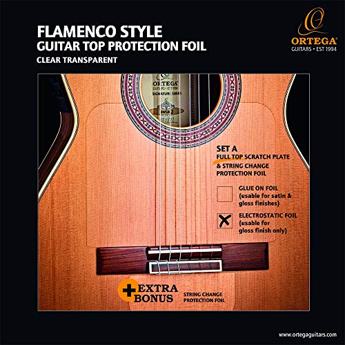 Ortega Guitars Oerp-Flam1 Per Battipenna, Pannello Del Top Completo E Ponte, Trasparente, Riutilizzabile