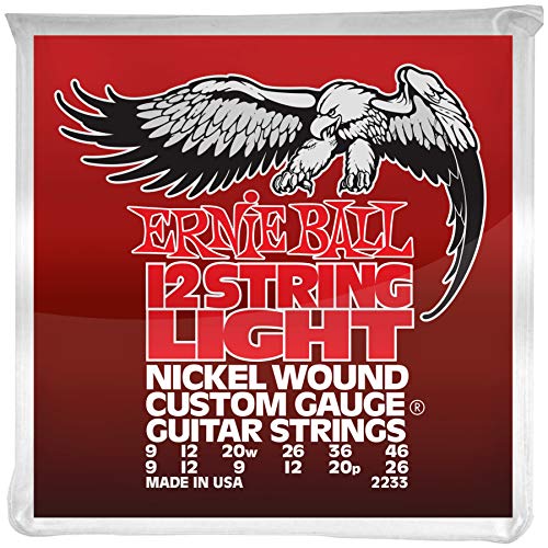 Ernie Ball, Light 12-String Nickel Wound, Corde Per Chitarra Elettrica A 12 Corde, Diametro 9-46
