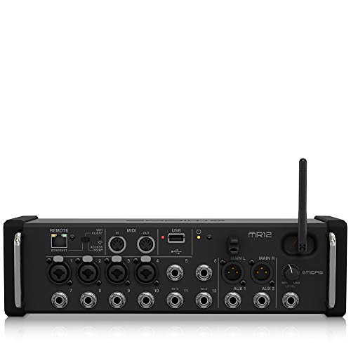 Midas Mr12 Mixer Digitale A 12 Ingressi Per Ipad/Tablet Android Con 4 Preamplificatori Midas Pro, 8 Ingressi Di Linea, Modulo Wifi Integrato E Registr