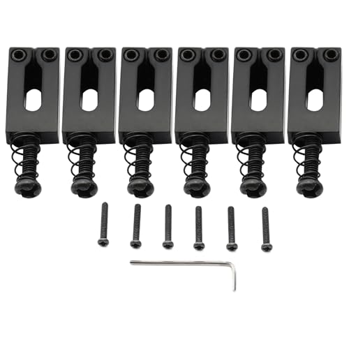 Musiclily Pro 10,5Mm Moderno Sellette In Lega Zinco Per Chitarra Elettrica Tipo Strat Tele, Nero (Set Di 6)