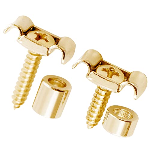 Musiclily Pro Vintage Abbassacorde In Acciaio String Guides Per Stratocaster Telecaster Chitarra Elettrica, Dorato (Set Di 2)