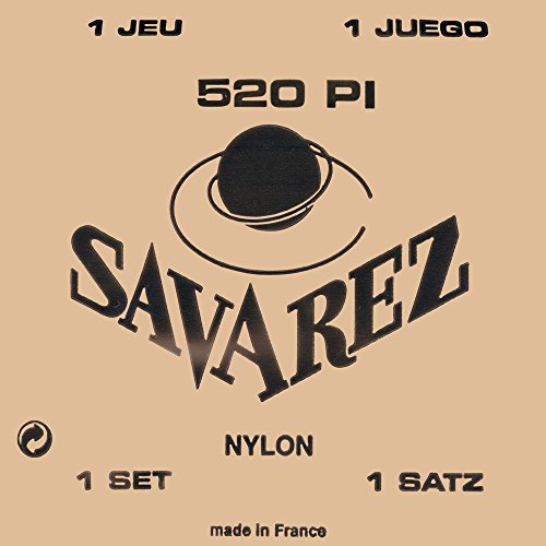 Savarez 655847 Corde Per Chitarra Classica Concert 520P1, Cantini Rettificati, Bassi Tradizionali, Set Tensione Standard, Rivestite, Plastica, Rosso