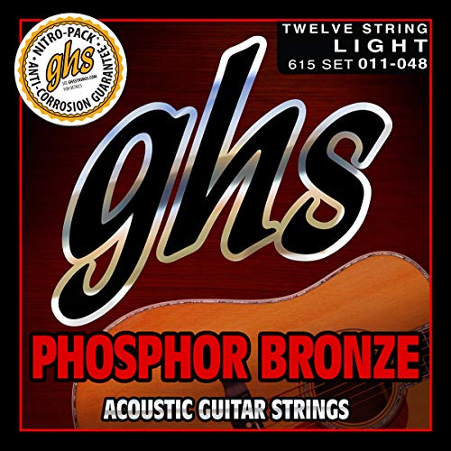 Ghs™ Strings »Phosphor Bronze - 615-12-String Acoustic Guitar« Corde Per Chitarra Acustica 12-Corde - Phosphor Bronze - Light: 011-048