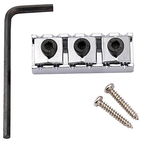 Musiclily Pro 43Mm Capostasto Bloccacorde In Acciaio R3 Locking Nut Per Chitarra Elettrica Ponte Tremolo Floyd Rose, Cromato