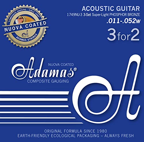 Adamas Corde Per Chitarra Acoustica Set Nuova Phosphor Bronze Coated Set 3 Corde Super-Light .011 1749Nu-3