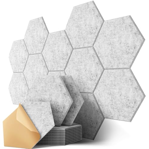 Pannelli Fonoassorbente Esagonale Autoadesiva, 12 Pezzi Pannelli Insonorizzanti Per La Decorazione Parete/Porta/Soffitto E Il Trattamento Acustico, Pa