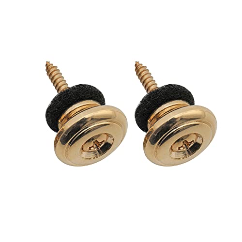 Musiclily Pro 17Mm Rotondo Grande Attacco Tracolla In Lega Zinco Strap Buttons Per Chitarra Elettrica Acustica Classica Ukulele, Dorato(Set Di 2)