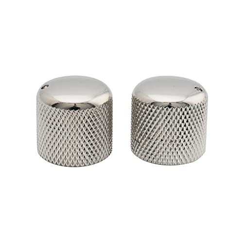 Musiclily Pro Inch Fino 24 Scanalature Push-On Manopole Dome Knobs In Acciaio 18Mm Con Indicatore Per Usa Chitarra Elettrica E Basso, Nickel (Set Di 2
