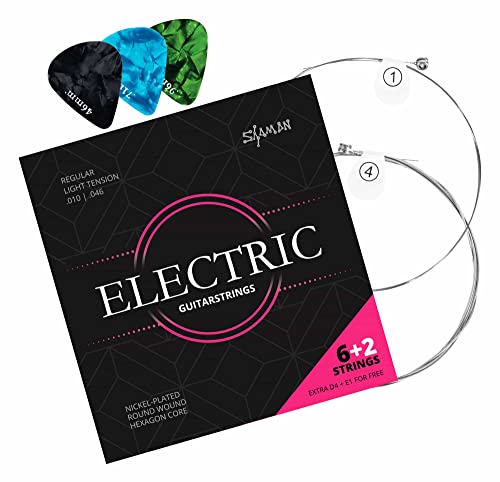 Shaman Electric Corde Per Chitarra Elettrica, 2 Corde Di Ricambio E 3 Plettri Inclusi