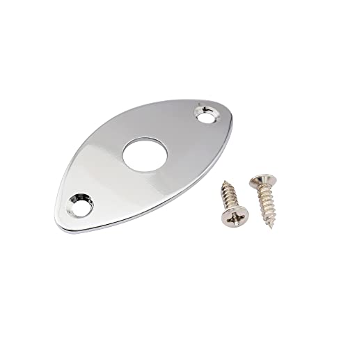 Musiclily Pro Ovale Curvo Piastra Jack Plate In Acciaio Per Chitarra Elettrica E Basso, Cromato