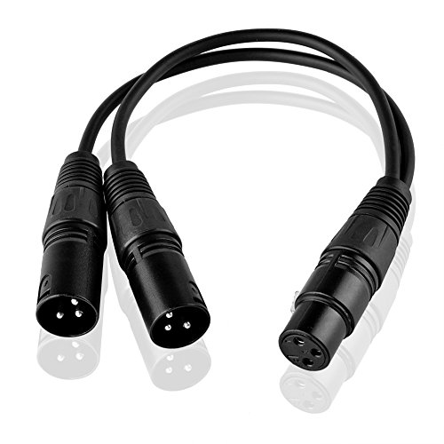 Sienoc 30Cm Cavo Per Microfono 3Pin Xlr Femmina To Dual 2 Xlr Maschio Y Splitter Cable Adattatore (Xlr(F) - (M) X 2, Nero)