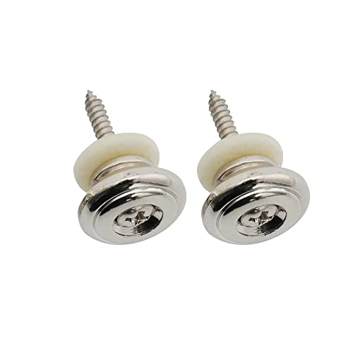 Musiclily Pro 17Mm Rotondo Grande Attacco Tracolla In Lega Zinco Strap Buttons Per Chitarra Elettrica Acustica Classica Ukulele, Nickel (Set Di 2)