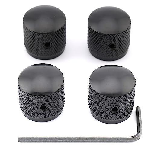 Musiclily Metrica Chitarra Manopole In Metallo Dome Knobs Com Vite Laterale Fissaggio Per Chitarra Elettrica Fender Telecaster Precision Bass, Nero (4