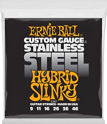 Ernie Ball, Hybrid Slinky Stainless Steel Wound, Corde Per Chitarra Elettrica, Diametro 9-46
