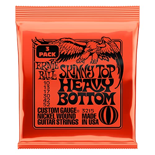 Ernie Ball, Skinny Top Heavy Bottom Slinky Nickel Wound, Corde Per Chitarra Elettrica, Confezione Da 3, Diametro 10-52
