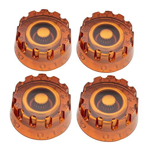 Musiclily Pro Metrico Coarse-Knurled 18 Splines Manopole Cilindriche Speed Knobs Per Chitarra Elettrica Tipo Epiphone Les Paul Sg, Ambra (Set Di 4)