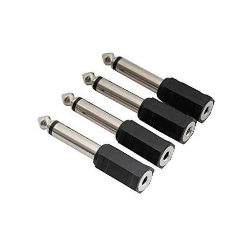 Musiclily Adattatore Jack Cuffie 3.5Mm Femmina A 6,35 Maschio Audio Mono Connettore Jack Per Bassi Amplificatori Chitarra Pianoforte(4 Pezzi)