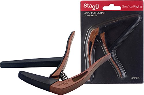 Stagg Effetto Flat Trigger Capotasto Per Chitarra Classica, Dark Wood