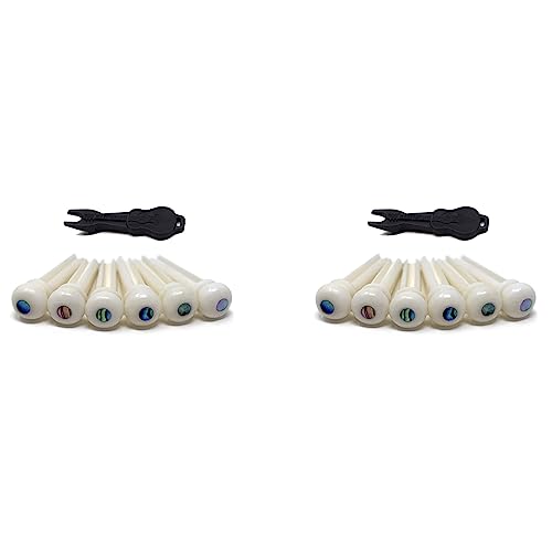 Bdukbduk 2X Perni Un Ponte Per Chitarra Acustica Nel Materiale Osseo Di Bovino Per Chitarra Con Punto Di Conchiglia Perla Per Accessori Per Chitarra F