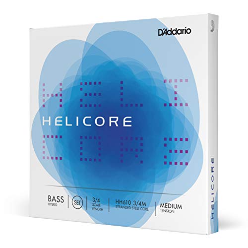 D'Addario Helicore 3/4 Scale Medium Tension Hybrid Bass String Set, (Hh610 3/4M)