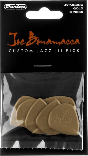 Dunlop Plettri Bonamassa Jazz Iii, Dorato, Pacco Da 6 Pezzi