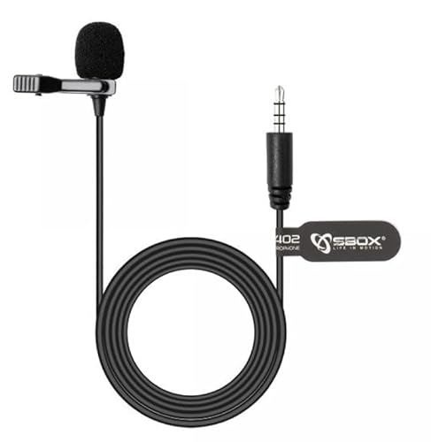Sbox 267954 Microfono Lavalier Condensatore Omnidirezionale 3.5Mm Adattatore Pc Nero