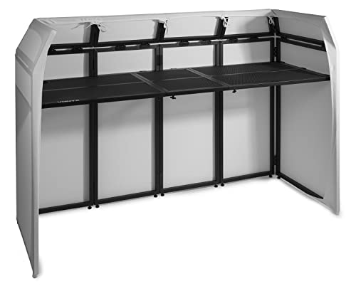 Vonyx Db5 Pro Dj Booth Dj Stand Dj - Tavolo Da Dj, Pieghevole, In Alluminio, Con Copertura Bianca E Nera, Materiale Di Copertura: Lycra, Borsa Inclusa