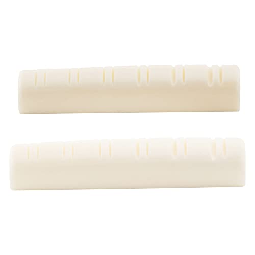 Musiclily Capotasto Osso Scanalato Per Chitarra Acustica 12 Corde,49X6X9.2/8.7Mm (2 Pezzi)