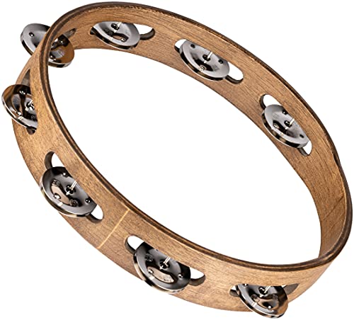 Meinl Percussion - Tamburello In Legno Tradizionale Con Cimbali In Acciaio - 1 Fila Di Cimbali, Marrone Noce (Ta1Wb)