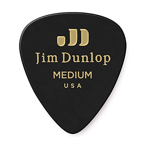 Dunlop Classic, Plettri Per Chitarra In Celluloide, Confezione Da 12 Pezzi M Black