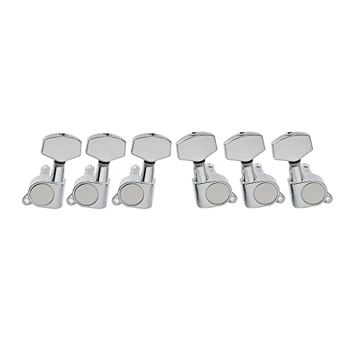 Musiclily 3L+3R Guitar Tuners Meccaniche Tuning Pegs Machine Heads Per Chitarra Elettrica Acustica Epiphone Les Paul,Big Button Cromato