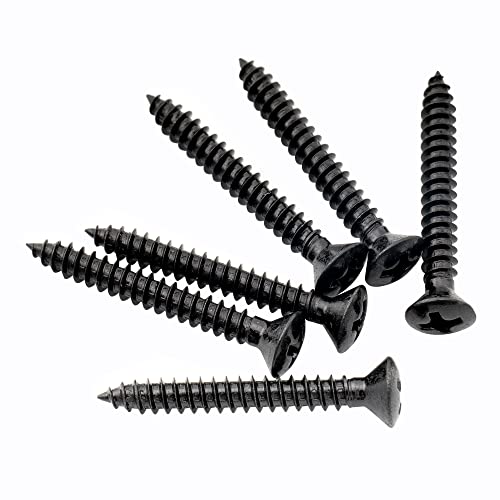 Musiclily Ultra 3X25 Mm Acciaio Inox Testa Piatta Viti Per Attacco Tracolla Chitarra O Ukelele, Nero (Set Di 6)