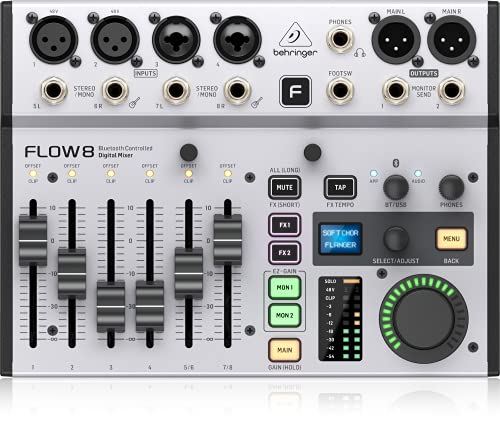 Behringer Flow 8 Mixer Digitale 8 Ingressi Audio Bluetooth Controllo App 2 Processori Effetti Usb