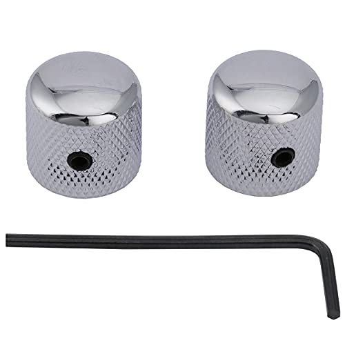 Musiclily Pro 6Mm Manopole Cilindriche In Acciaio Dome Knobs Con Vite Di Fissaggio Per Chitarra Elettrica Tipo Tele/Precision Bass, Cromato (Set Di 2)