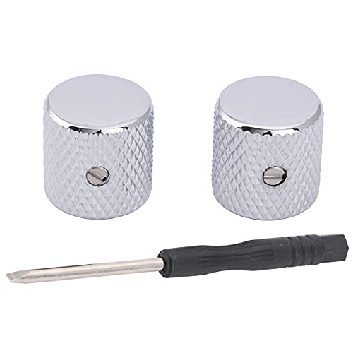 Musiclily Pro 6Mm Top Flat Manopole Cilindriche In Acciaio Barrel Knobs Con Vite Di Fissaggio Per Chitarra Elettrica Tipo Tele/Precision Bass, Cromato
