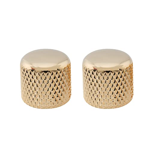 Musiclily Pro Inch Fino 24 Scanalature Push-On Manopole Dome Knobs In Acciaio 18Mm Per Usa Chitarra Elettrica E Basso, Dorato (Set Di 2)