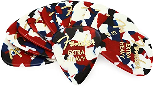 Fender® »351 Shape Classic Picks - Confetti« Plettri In Celluloide - Forma: 351 - Confezione Da 12 - Extra Heavy - Colore: Confetti