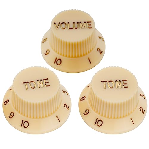Musiclily Metrica Manopole Strato In Plastica 1 Volume 2 Tono Knobs Per Chitarra Elettrica Import Strat Squier, Crema (Set Di 3)