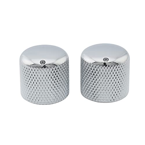 Musiclily Pro Inch Fino 24 Scanalature Push-On Manopole Dome Knobs In Acciaio 18Mm Con Indicatore Per Usa Chitarra Elettrica E Basso, Cromato (Set Di