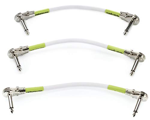 Ernie Ball, Cavo Patch, Piatto Angolato/Piatto Angolato, 15,24 Cm, Confezione Da 3, Bianco