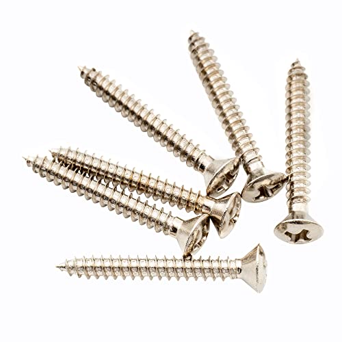Musiclily Ultra 3X25 Mm Acciaio Inox Testa Piatta Viti Per Attacco Tracolla Chitarra O Ukelele, Nickel (Set Di 6)