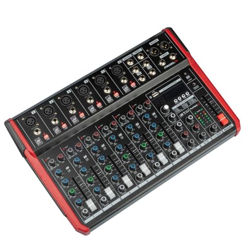 Proel Playmix10 - Mixer Audio A 10 Ingressi Con Modulo Bluetooth, Lettore Mp3 E Registrazione Stereo Su Usb, Nero Rifiniture In Rosso
