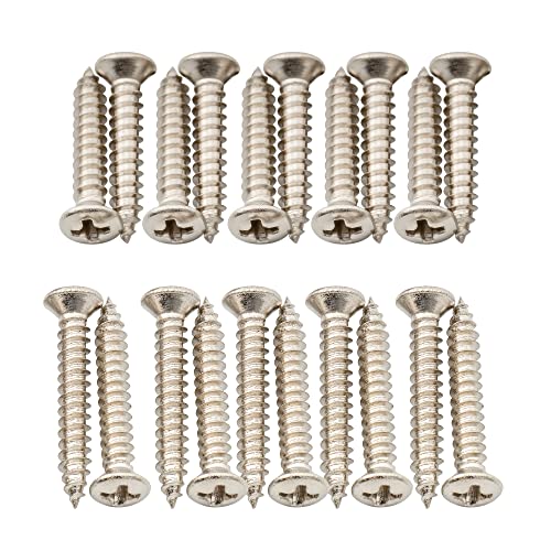 Musiclily Ultra 2,5X15 Mm E 2,5X18 Mm Acciaio Inox Viti Testa Svasata Per Mascherina Pickup Humbucker Chitarra Elettrica E Basso,Nickel (Set Di 20)