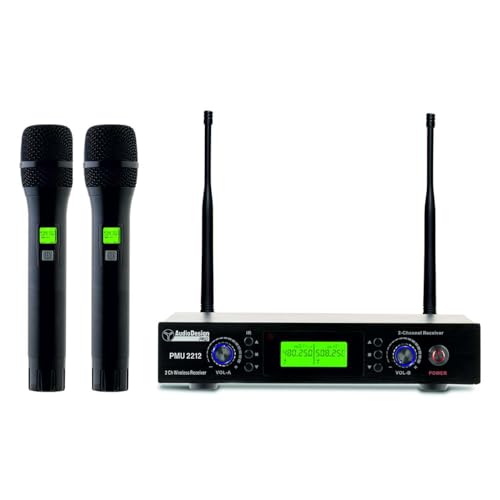 Audiodesign Pro Pmu 2212 Set Centralina E 2 Microfoni A Gelato Uhf, Kit Radiomicrofono Palmare Professionale, Microfono Wireless Con Body Pack