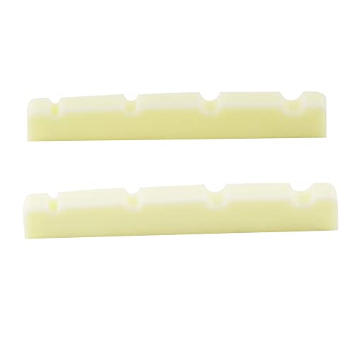 Musiclily Pro Urea Resina Plastica 40Mm Capotasto Jazz Bass Con Spaziatura Fondo Piatto Nut Per Basso 4 Corde, Avorio(2 Pezzi)