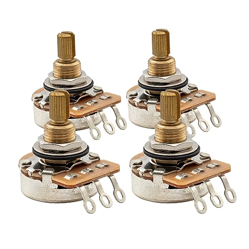 Musiclily Pro A250K Ottone Pollici Fine 24 Scanalature Potenziometro Split Shaft Audio Per Usa Chitarra Elettrica E Basso (Set Di 4)