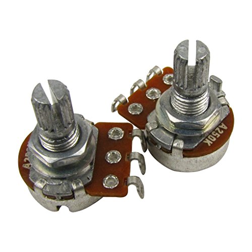 Musiclily Metrico Mini A250K Short Split Shaft Potenziometro Audio Taper Pots Per Chitarra Elettrica Basso(2 Pezzi)