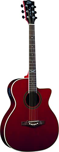 Eko Guitars - Nxt A100Ce See Through Red, Chitarra Acustica , Fasce Fondo Manico In Mogano, Tastiera In South American Roupanà, Auditorium Cutaway, Co